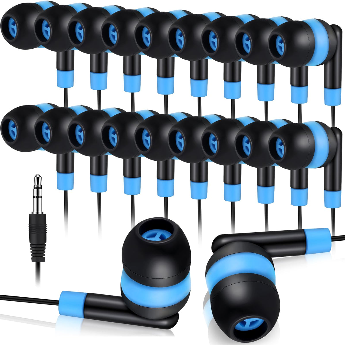 Kanayu 100 Pack Wired Earbuds Bulk for Classroom, No Mic 3.5mm, Yellow