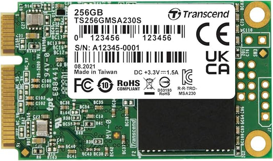 Transcend MSA230 256GB mSATA SSD with Dram Cache, Up to 530MB/s, Mini SATA III 6G/s Internal Solid State Drive for Ultrabook/Desktop/Tablet/PC/GPS/Server, 3D TLC NAND Flash, LDPC Error Correction, ECC
