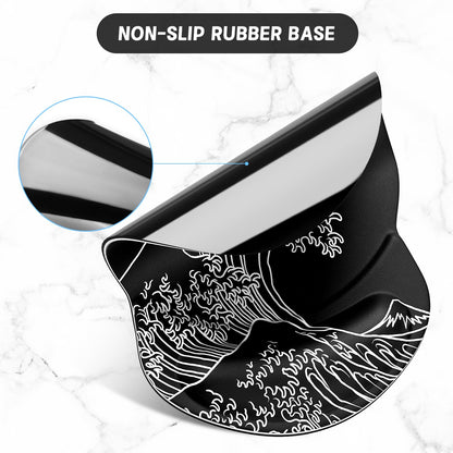 ITNRSIIET Ergonomic Mouse Pad with Gel Wrist Support Small Wrist Rest Smooth Surface Non-Slip PU Base Comfortable Office Supplies Pain Relief, 8.7 x 7.2 inches, Rolling Wave