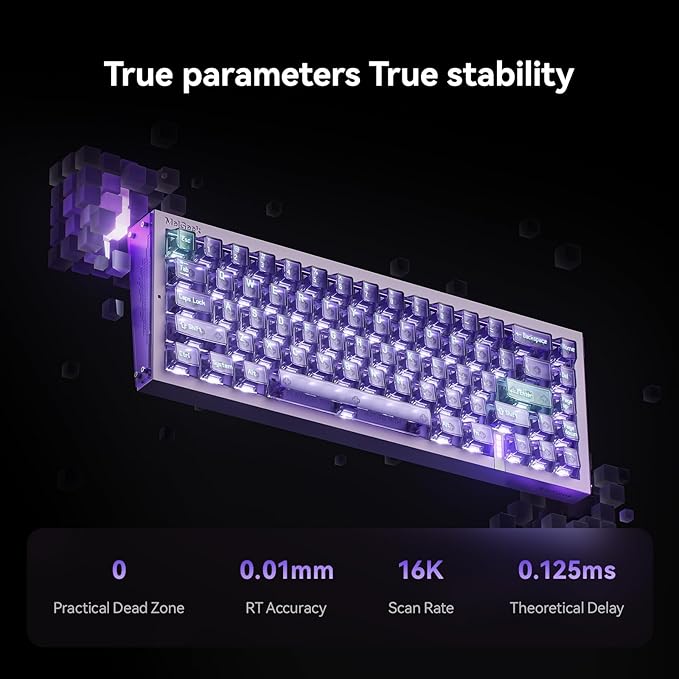 MelGeek REAL67 Wired Keyboard, Gaming Keyboard with RGB, Special Magnetic Switches, Rapid Trigger, Hot-Swappable, Snap Tap & Adjustable Actuation, Online HIVE Custom (Potassium-Transparent Purple)