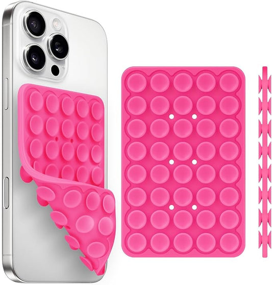 Yojaro Silicone Suction Cup Phone Case Mount Double Sided, Phone Accessories Hands-Free Strong Grip Holder for Selfies and Videos, Silicon Phone Stand for iPhone and Android Dark Pink