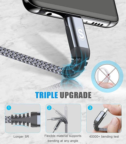sweguard USB Type C Charger Cable [3-Pack,6.6ft+6.6ft+3.3ft] iPhone 16 Charger Nylon Braided Cord for iPhone 16 15 Pro Max Plus Samsung Galaxy S24 S23 S22 S21 S20 S10 Note 20 10 A54 Pixel LG Moto PS5