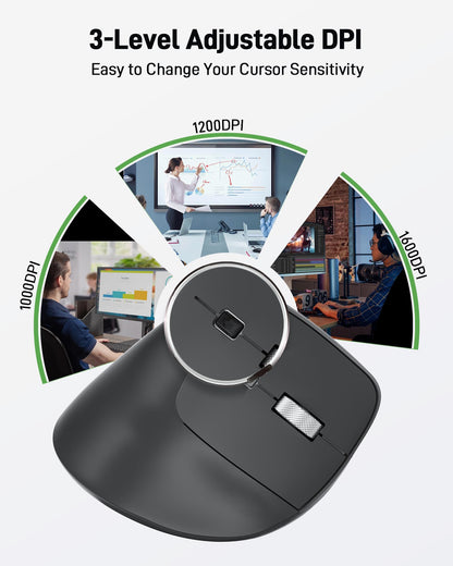 Acer Ergonomic Mouse Wireless, Adjustable DPI Vertical Mouse for Laptop