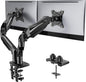 HUANUO Dual Monitor Stand - Full Adjustable Monitor Desk Mount Swivel Vesa Bracket with C Clamp, Grommet Mounting Base for 13 to 32 Inch Computer Screens - Each Arm Holds 4.4 to 19.8lbs - White