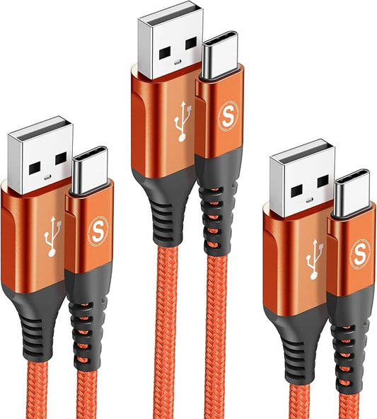 sweguard USB Type C Charger Cable [3-Pack,10ft+6.6ft+3.3ft] iPhone 17 Charger Nylon Braided Cord for iPhone 17 16 15 Pro Max Samsung Galaxy S26 S25 S24 S23 S22 S21 S20 Note 20 10 A53 A54 Pixel LG Moto