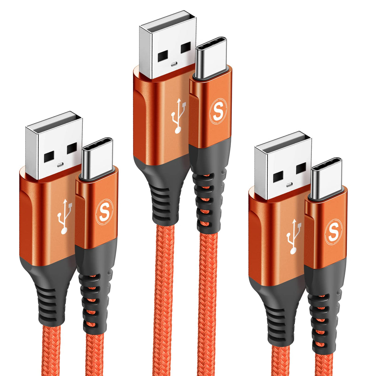 sweguard USB Type C Charger Cable [3-Pack,6.6ft+3.3ft+1.5ft] iPhone 16 Charger Nylon Braided Cord for iPhone 16 15 Pro Max Plus Samsung Galaxy S24 S23 S22 S21 S20 S10 Note 20 10 A54 Pixel LG Moto PS5