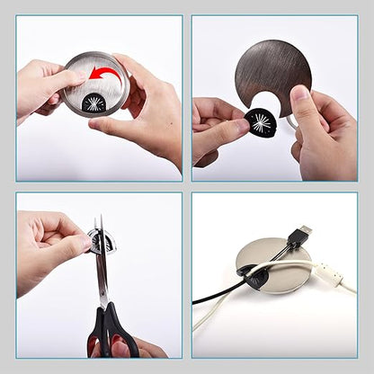 Desk Grommet 3-1/8 Inch 80mm, Zinc Alloy Computer Desk Wire Hole Cover, Office Desktop Cord Cable Hole Metal Ring, Bright Silver