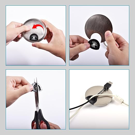Desk Grommet 2-1/8 Inch 53mm, Zinc Alloy Computer Desk Wire Hole Cover, Office Desktop Cord Cable Hole Metal Ring, Red Bronze