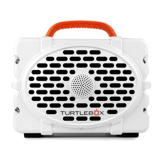 Turtlebox Original Gen 3: Portable Outdoor Bluetooth Speaker – Ultra-Loud (120dB), Waterproof (IP67), Rugged, Impact-Resistant, 3-Day Battery | Party Mode: Unlimited Pairing Stereo, White/Blaze Orange