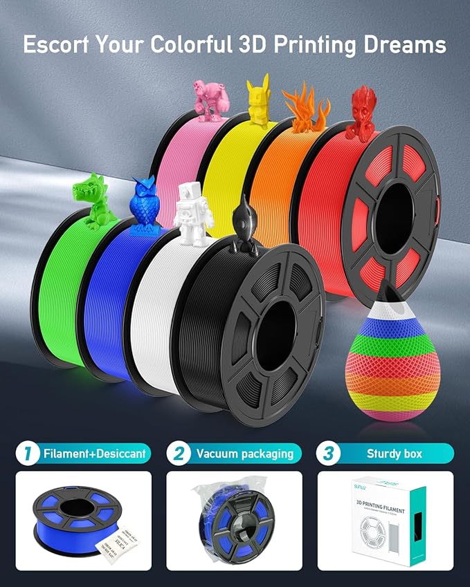 SUNLU PETG Filament 1.75mm Bundle, Less Stringing and Good Layer Adhesion 3D Printer Filament, Individually Vacuum Packed, 2kg in Total, 1kg per Spool, PETG 2 Pack, Black+White
