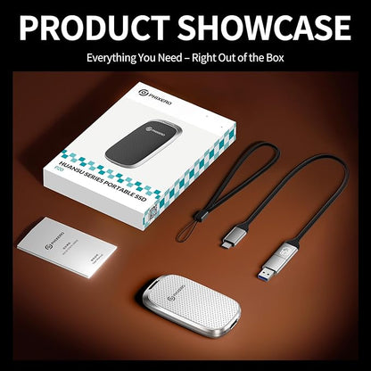 PHIXERO P20 External Portable SSD 512GB,up to 2050Mb/s,External Solid State Drives with 2 in 1 USB C Cable with LED Indicator,USB 3.2 Gen 2 Portable Hard Drive for iPhone 15/16 PRO, Mac, PC & Laptops
