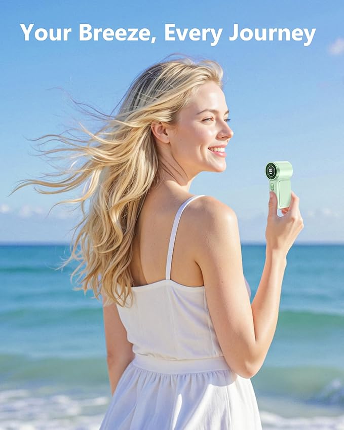 Portable Handheld Mini Fan, 6 Gear Wind, Hand Small Travel Personal Held Fans, Rechargeable Turbo Fan, Gifts for Women Men, for Camping Vacation Outdoor (green)