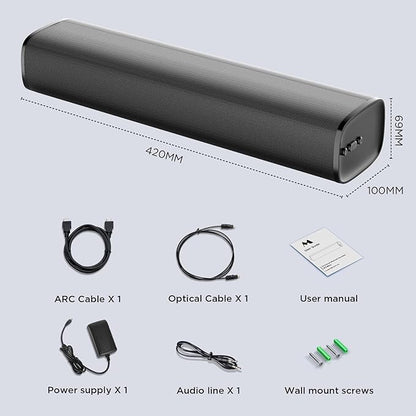 MZEIBO TV Sound Bar, Sound Bars for Smart TV Bluetooth 5.0 Soundbar 50W 17Inch Soundbars with ARC/Optical/AUX Connection Surround for Home Theater Audio TV/PC/Gaming/Projectors