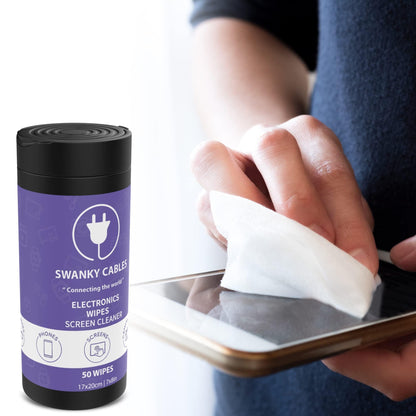 Swanky Cables Screen Cleaner Wipes: Electronic Wipes for Screens - Computer Screen Wipes for Lens, Phone, TV Screen and Monitor Cleaning - Tech Wipes & Microfiber Cloth (Canister, 600 Count)