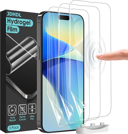 3 Pack Flexible Film Screen Protector for iPhone 16 Pro, Non-breakable Soft TPU Hydrogel Film for iPhone 16 Pro Screen Protector Film (NOT Glass)