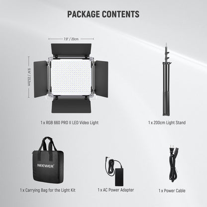 NEEWER Upgraded RGB LED Studio Video Light with Tripod Stand, App Control 50W 7000Lx CRI97+ 3200-5600K Dimmable Panel Key Lighting Kit for Game Streaming YouTube Recording Photography, RGB660 PRO II