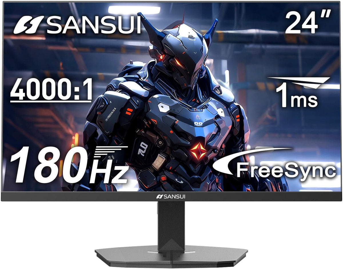 SANSUI 24 Inch Gaming Monitor 180Hz, DP 1.4 & HDMI 2.0 Ports High Refresh