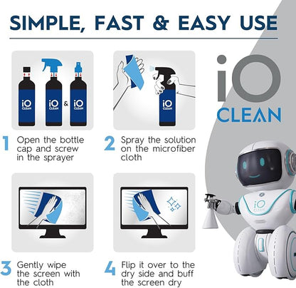Screen Cleaner Spray (16oz - 473ml) – Best Large Cleaning Kit for LCD LED OLED TV, Smartphone, iPad, Laptop, Touchscreen, Computer Monitor, Electronic Devices, Microfiber Cloth Wipes and 2 Nozzles