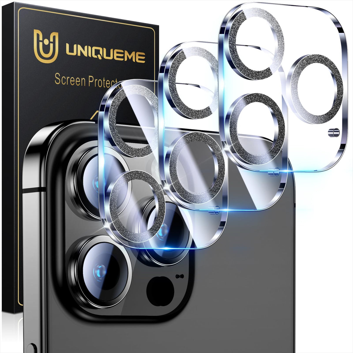 UniqueMe for iPhone 13 6.1"/13 Mini 5.4" Camera Lens Protector-Black Circle
