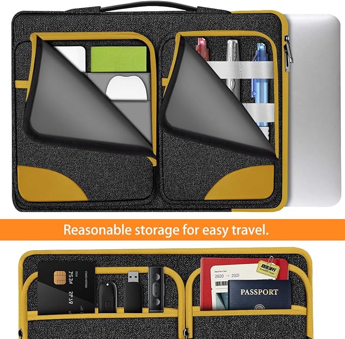 Hseok Ultra-Slim Laptop Case 17 17.3 inches Sleeve Protective PC Briefcase for Commuting and Business Trip，Yellow