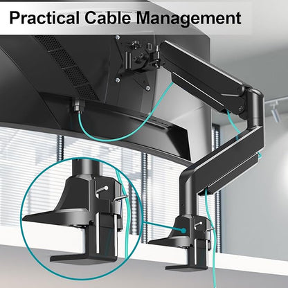 MOUNT PRO Heavy Duty Monitor Mount for Max 49 inches Ultrawide Screens, Single Monitor Arm Desk Mount Holds 6.6 to 33lbs, Fully Adjustable Computer Stand with C-Clamp, VESA 75x75 or 100x100mm