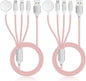 2Pack Travel Essentials Multi Charging Cable for Watch Charger 4 in 1 Fast Charger Camping Essentials USB C/L/Micro Compatible with Watch Series 10-1/SE/Ultra Phone 16 15/Galaxy Android-4FT/Pink