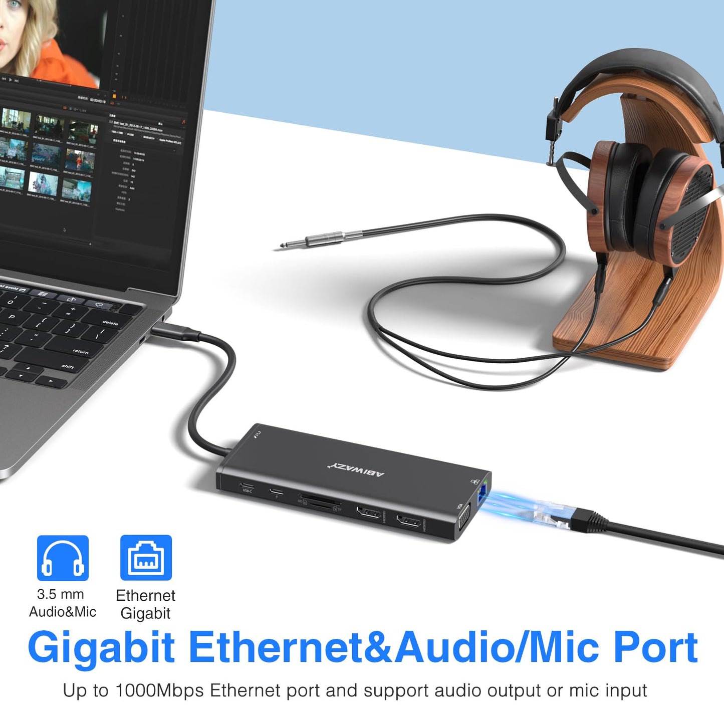 USB C Docking Station Dual Monitor Triple Display Hub Multiple Adapter