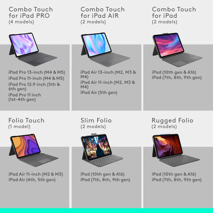 Logitech Combo Touch iPad Air 13 inch M2 M3 & M4 - Midnight Black