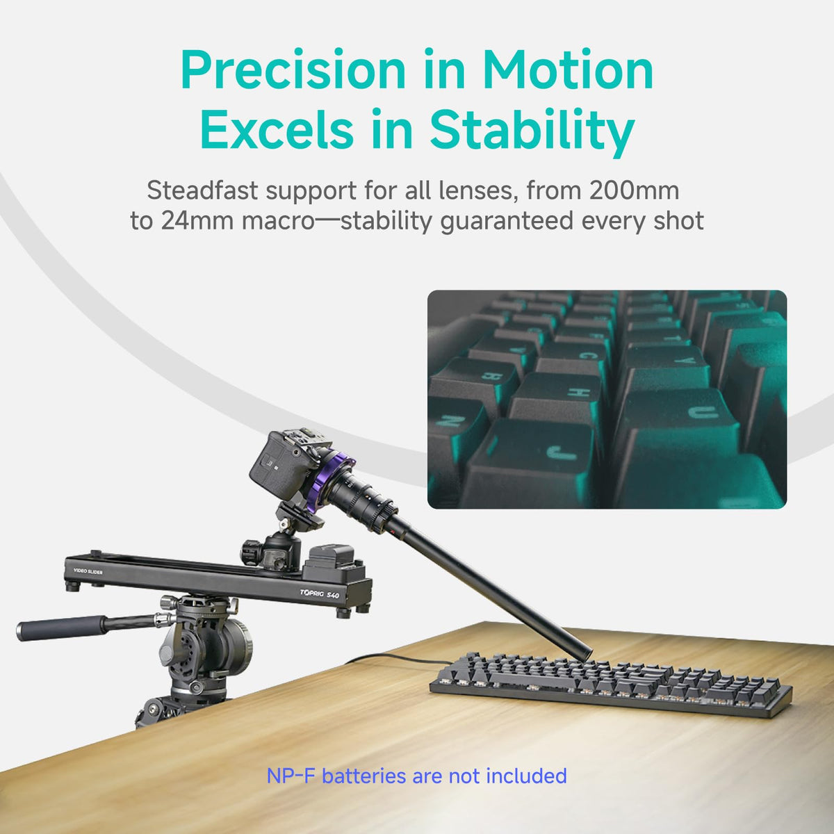 Accsoon Toprig Motorized Camera Slider, Wireless DSLR Video Slider with Button/APP Control, Time-Lapse/Loop Mode, Speed Knob, 120° Panoramic Shooting, Compatible with GoPro, Camera-24inch Video Slider