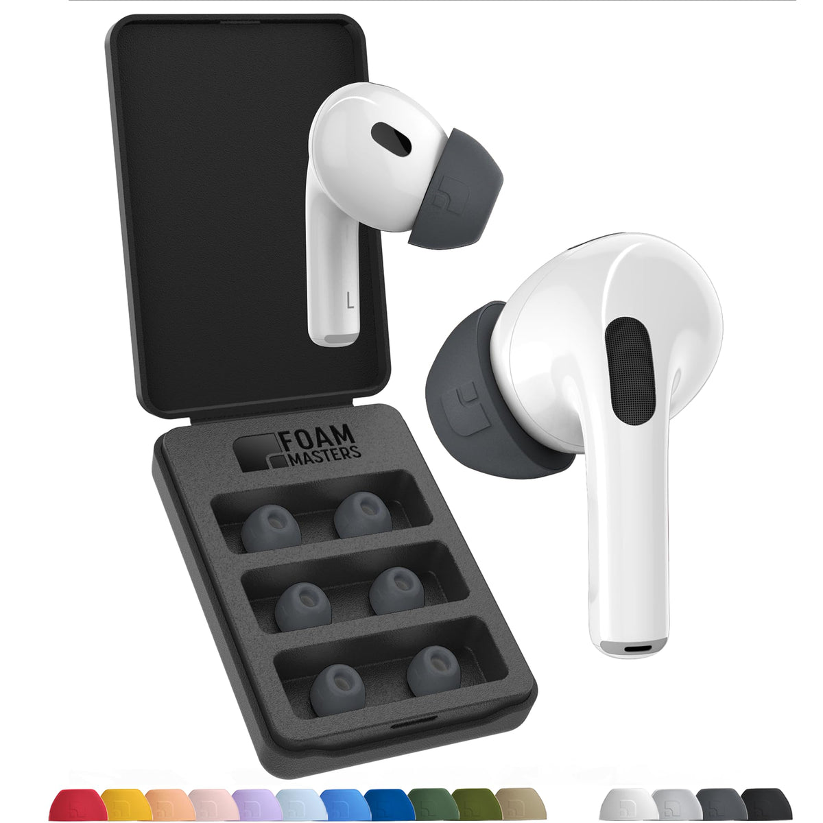 Foam Masters Ultra-Premium Memory Foam Ear Tips for AirPods Pro 1st & 2nd Gen | 3 Pairs | New Ver. | Secure Fit | Super Comfort | Better Noise Cancel | Replacement Buds (Small, Blue)