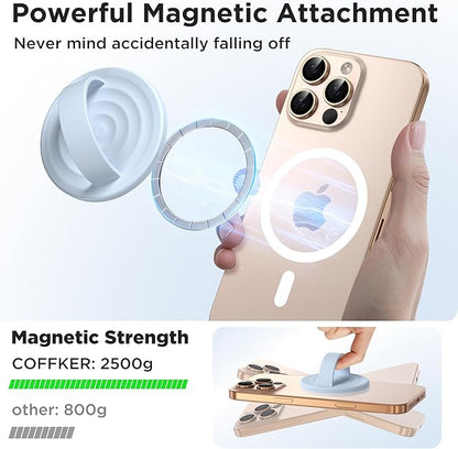 Magnetic Phone Ring Grip Holder, Silicone Finger Loop Grip, Compatible with MasSafe, Back of Phone for iPhone Pro Max/Plus/16/15/15/14/13/12 Series, Baby Blue