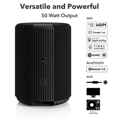 Audio Pro A10 MKII Wireless Multiroom Speaker, WiiM Edition | High Fidelity, Bluetooth, WiFi | Compatible with AirPlay 2, Google Cast, Siri, WiiM Home App, Stream Spotify, Tidal & More, Black