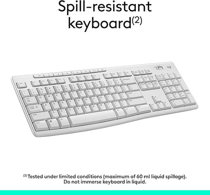Logitech MK270 Wireless Keyboard and Mouse Combo for Windows, 2.4 GHz, 8 Multimedia Keys, PC, Laptop, Wireless Keyboard Compact Mouse Combo - White