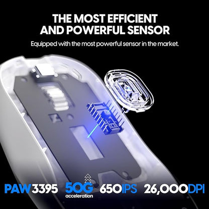 Pulsar Gaming Gears - X2H ES Wireless Gaming Mouse, Limited Edition, Symmetrical, Optical Switch, OLED Display, Driverless, PAW3395 Sensor, 100H Battery, 4K dongle Included (Medium, White)