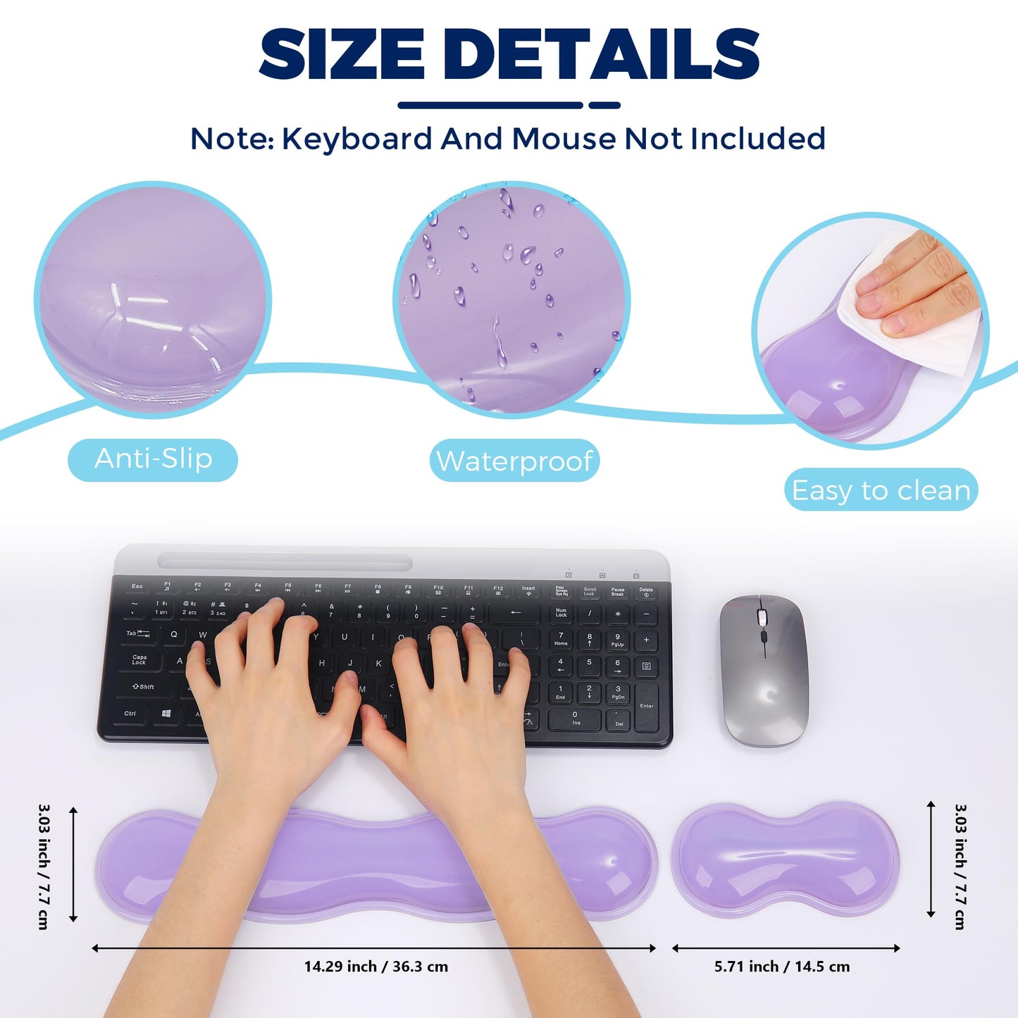 ABRONDA Gel Wrist Rest for Keyboard and Mouse, Wrist Rest for Keyboard, Mouse Wrist Support, Pain Relief, Cool Touch, Non-Skid, Mouse Wrist pad