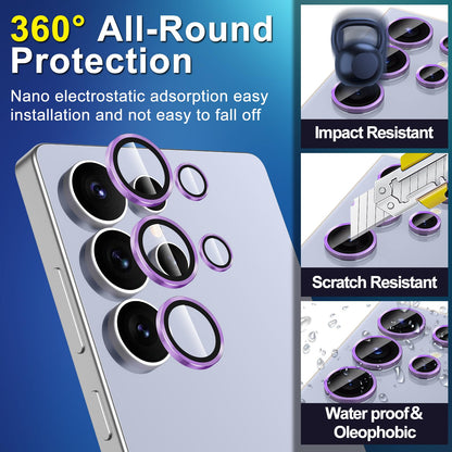 Avocase for Samsung Galaxy S25 Ultra Camera Lens Protector, Individual Metal Ring Tempered Glass Lens Cover, [Strong Adsorption] Scratch Resistant Ultra-Thin HD Clear Lens Cover, 1 Set-Purple