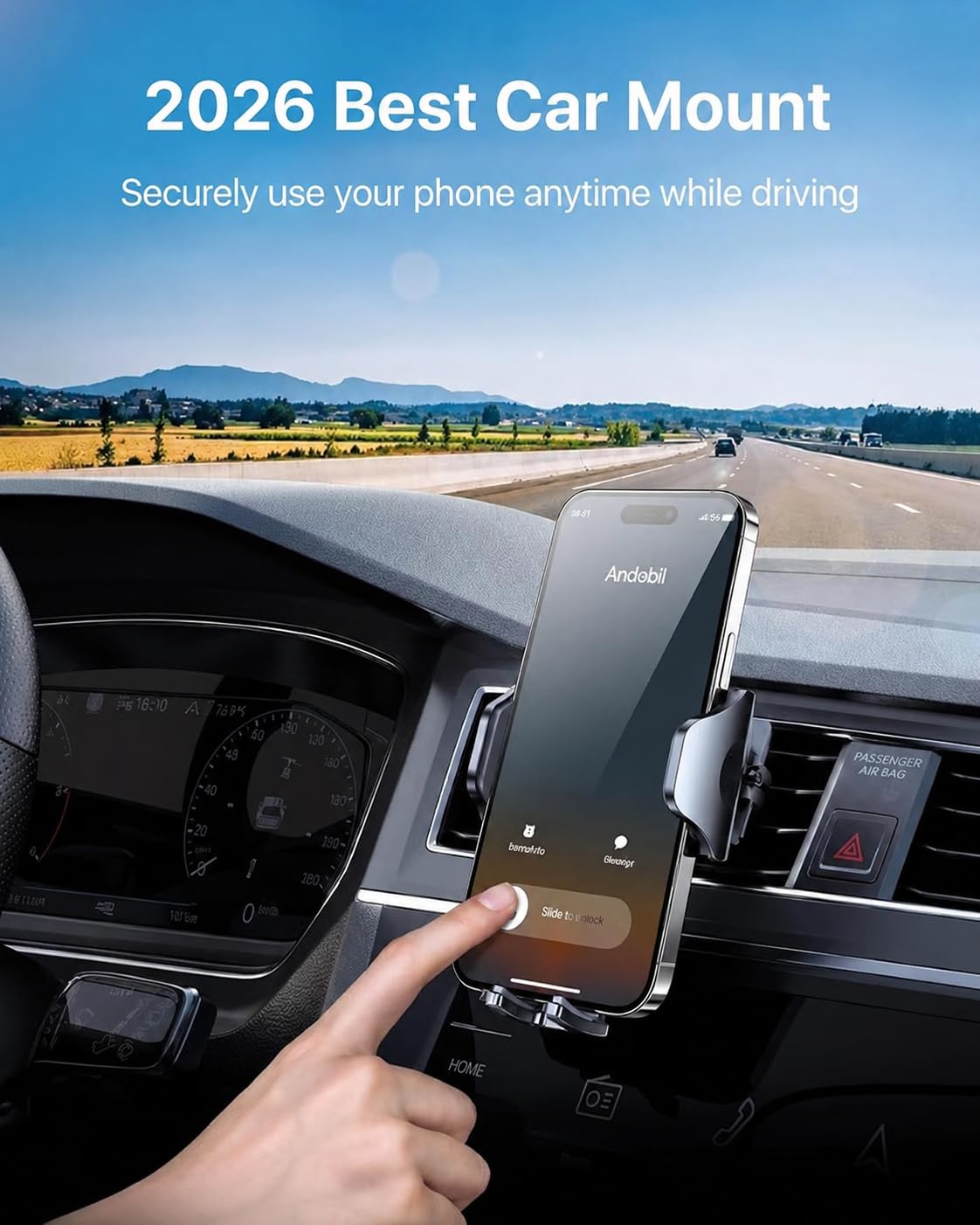 andobil 2026 Upgraded Car Phone Holder Mount, Military-Grade Phone Holders for Your Car Vent Ultra-Stable Metal Clip Universal 360° Cell Phone Car Mount for iPhone 17 Pro Max 16/15/14/13/12/ Samsung
