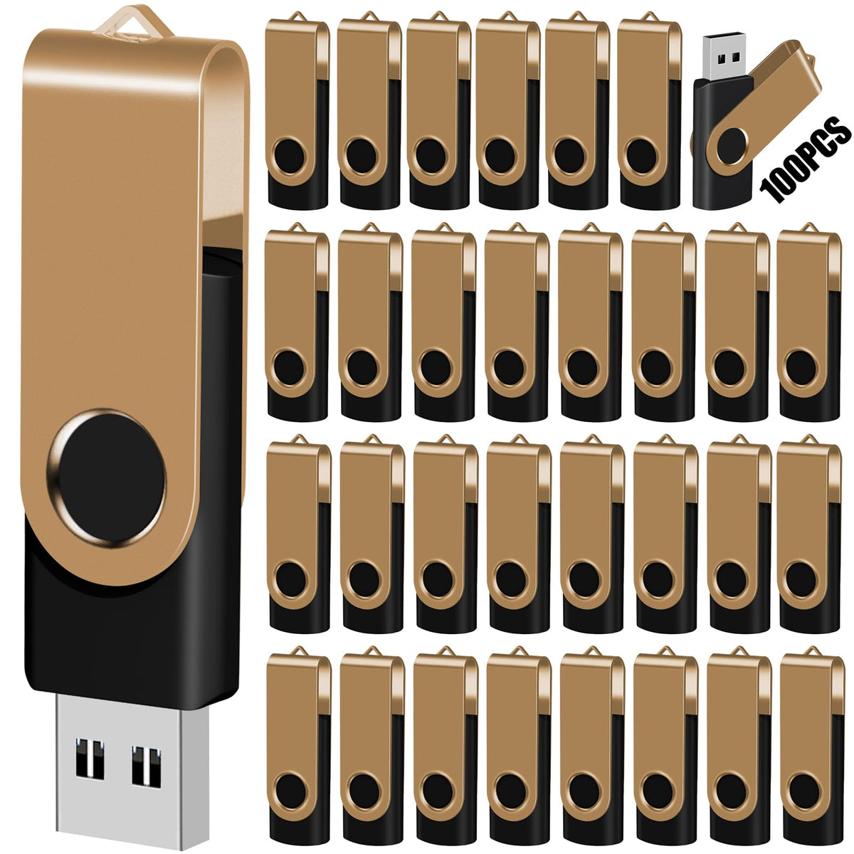 16GB 50-Pack USB Flash Drives Bulk EASTBULL USB 2.0 Thumb Drive,Gold