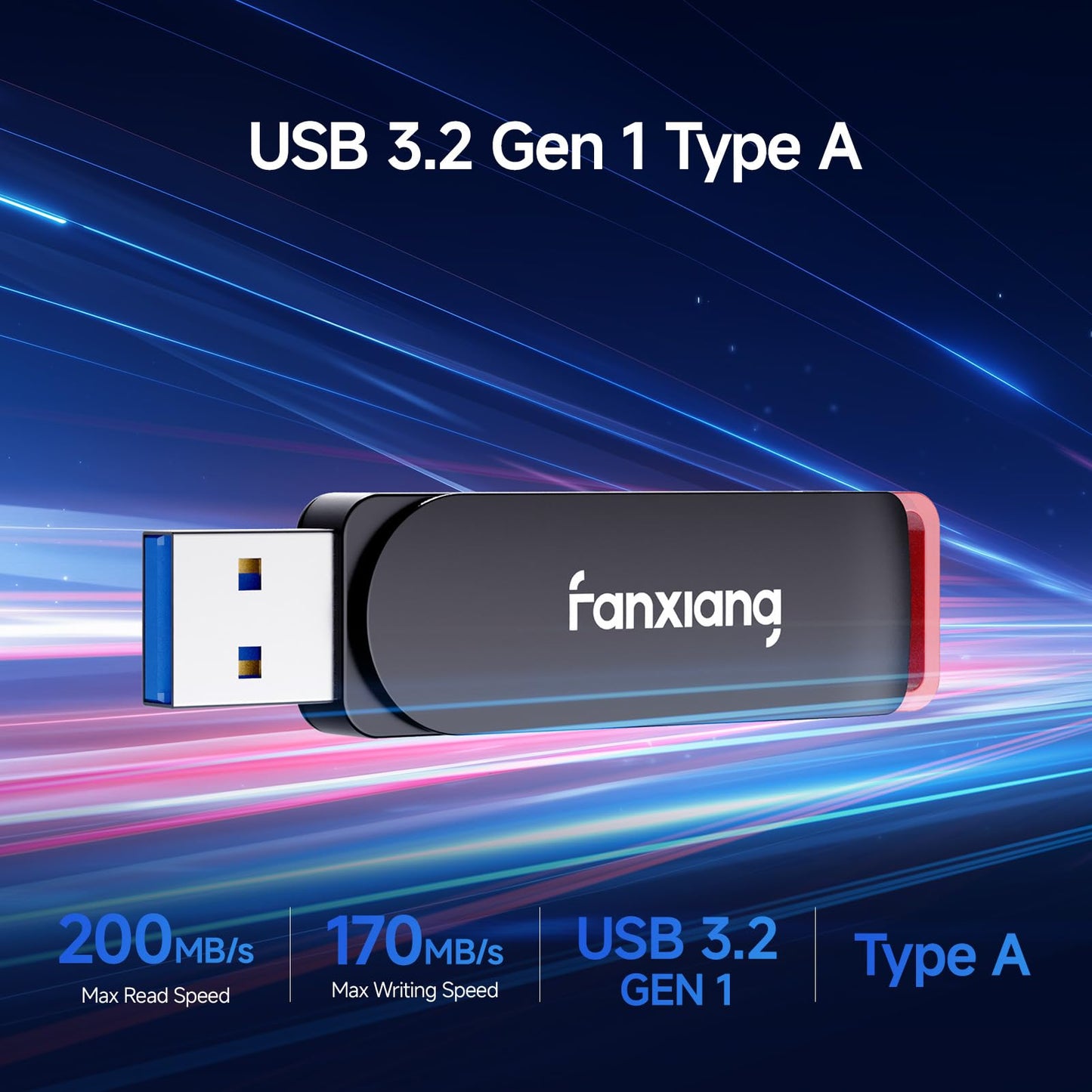 fanxiang 2 Pack 128GB USB Flash Drive, Metal Thumb Drives, USB 3.2 Up to 200MB/s Type A Memory Stick for Storage and Backup, F309