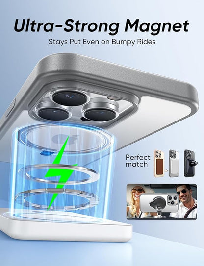 MAGIC JOHN 360° Rotatable Magnetic Invisible Stand for iPhone 14 Pro Case [Anti-Slip Grip] [Compatible with MagSafe] 16FT Shockproof for iPhone 14 Pro Case with Kickstand, Gray