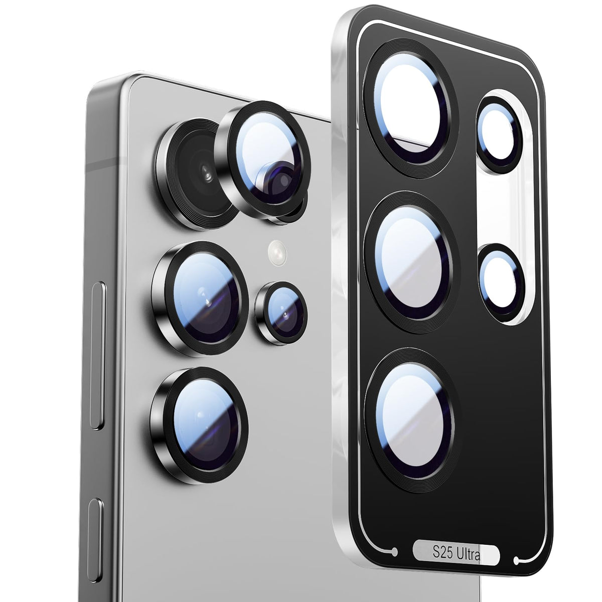 X-it Camera Lens Protector for Samsung S25 Plus, 9H Tempered Glass, Independent Metal Aluminum Edge Original Protection Design, Suitable for Phone Case, Anti-scratch, Anti-reflective,PinkGold