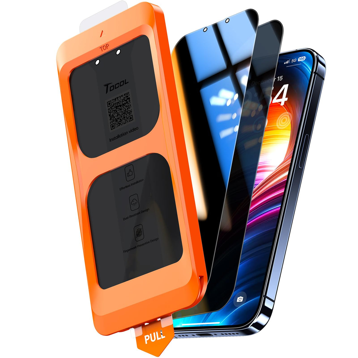 TOCOL for iPhone 16 Pro Privacy Screen Protector
