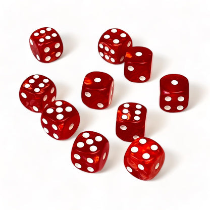 Luck Lab 10 Piece D6 Dice Pack - Acrylic Dice for RPG MTG DND Table Games and Board Games (Red Pearl)