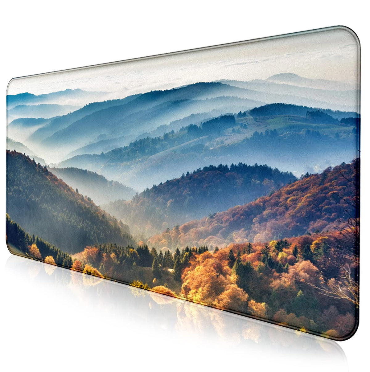 Gray Forest Mouse Pad with Seam Edge Design, Non Slip Rubber Keyboard Pad