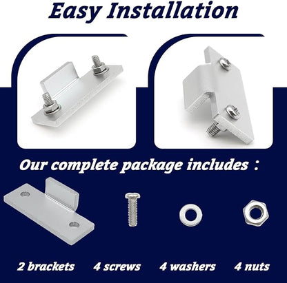 Turntable Dust Cover Hinges - Repair Tabs and Hinge Brackets for Technics SL-D2 3200 B2 Q2 D3 - Includes 2-Brackets, 4-Screws, 4-Washers, and 4-Nuts - Easy Installation for Turntable Dust Cover Repair