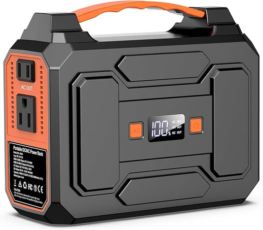 Portable Power Station, 146Wh 100W Solar Powered Power Bank with AC Outlet