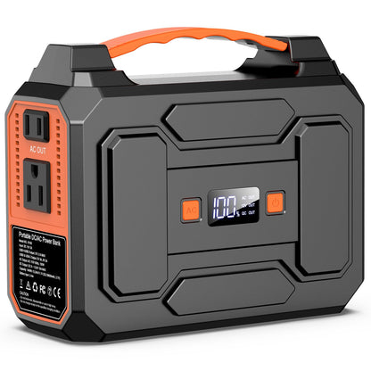 Portable Power Station, 146Wh 100W Solar Powered Power Bank with AC Outlet