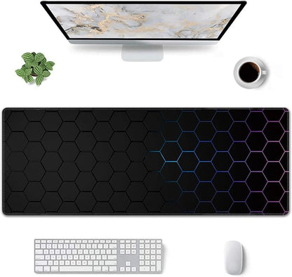 Hexagon Honeycomb Large Mouse Pad,Gaming Keyboard Desk Pad,Extended Mouse Mat Non-Slip Rubber Base with Stitched Edges for Office Game Home XL 31.5"x11.8"