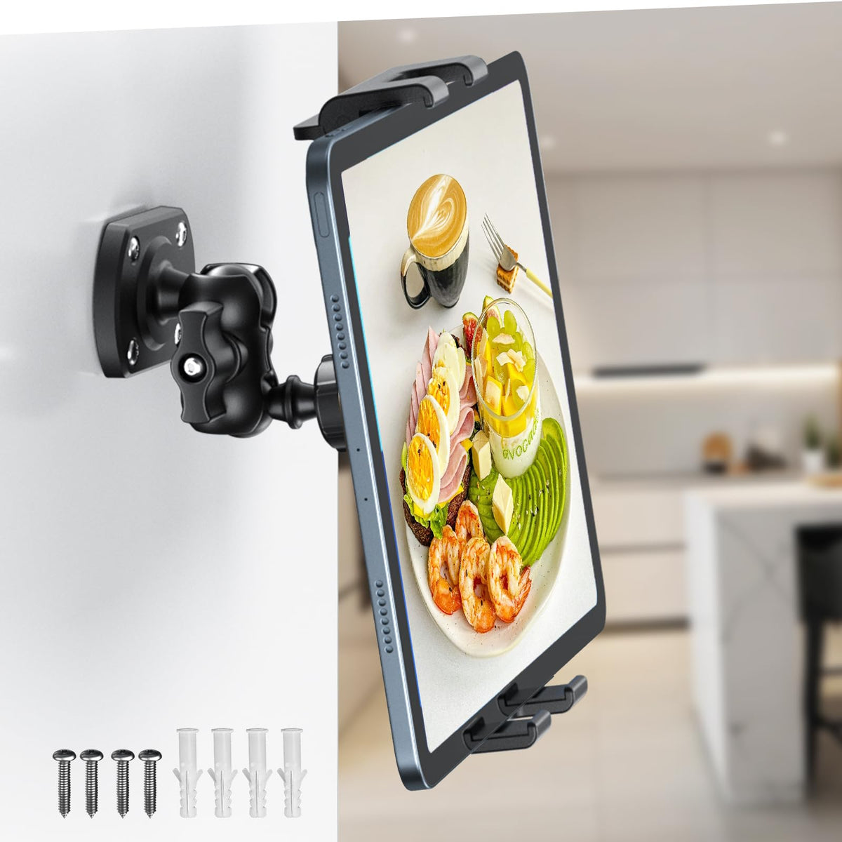 OHLPRO Magnetic Tablet Holder for Mic Stand,360° Adjustable Microphone Music Stand Phone Holder Mount,Tablet Mount Clamp for Peloton Bike,Treadmill, Stroller, Cabinet, Fits MagSafe, 5–13" Devices