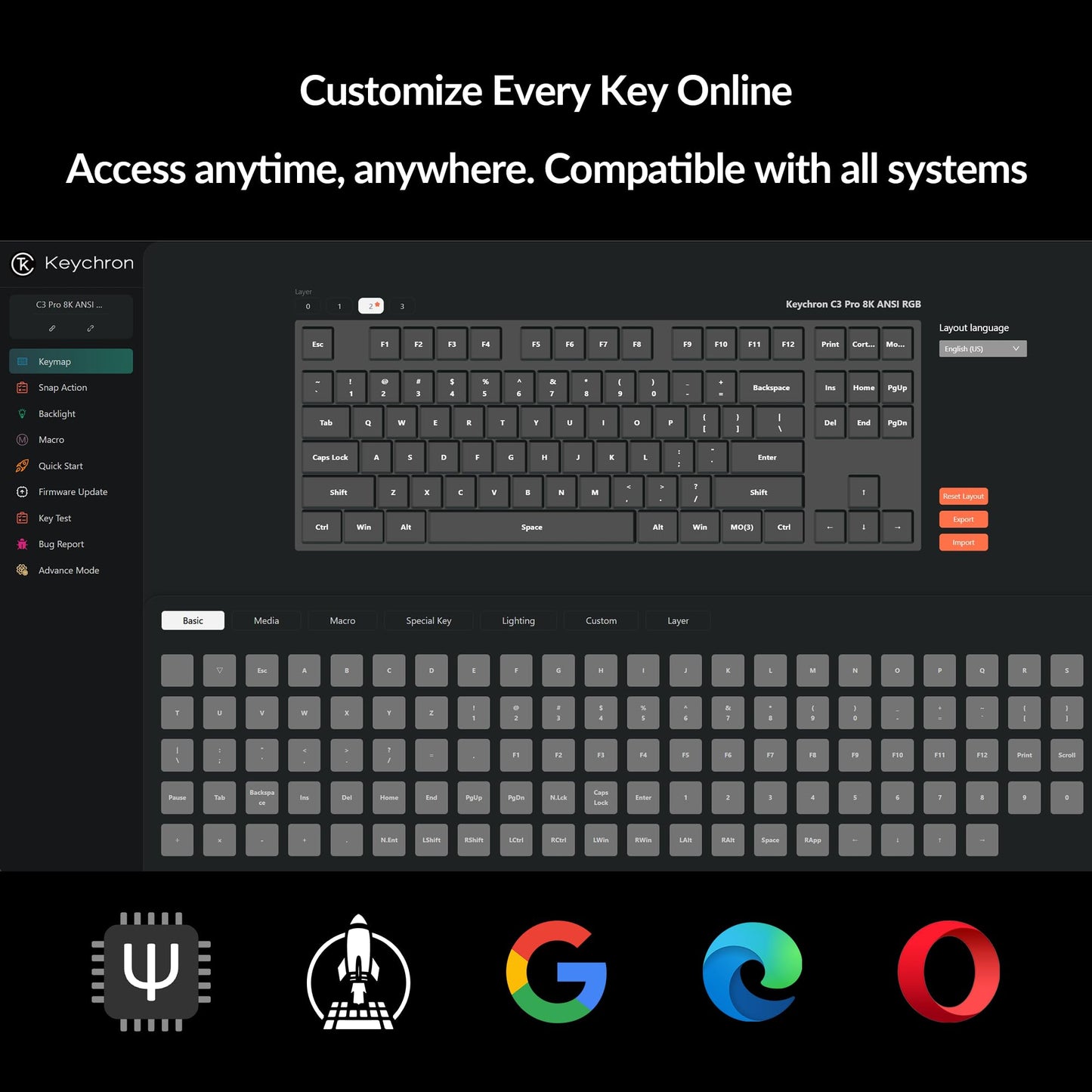 Keychron C3 Pro TKL 80% Wired Mechanical Keyboard, 8K Polling Rate, QMK/VIA Programmable, Hot-Swappable, RGB Backlit Shine-Through Keycaps, Super Brown Switch, for Windows/Mac